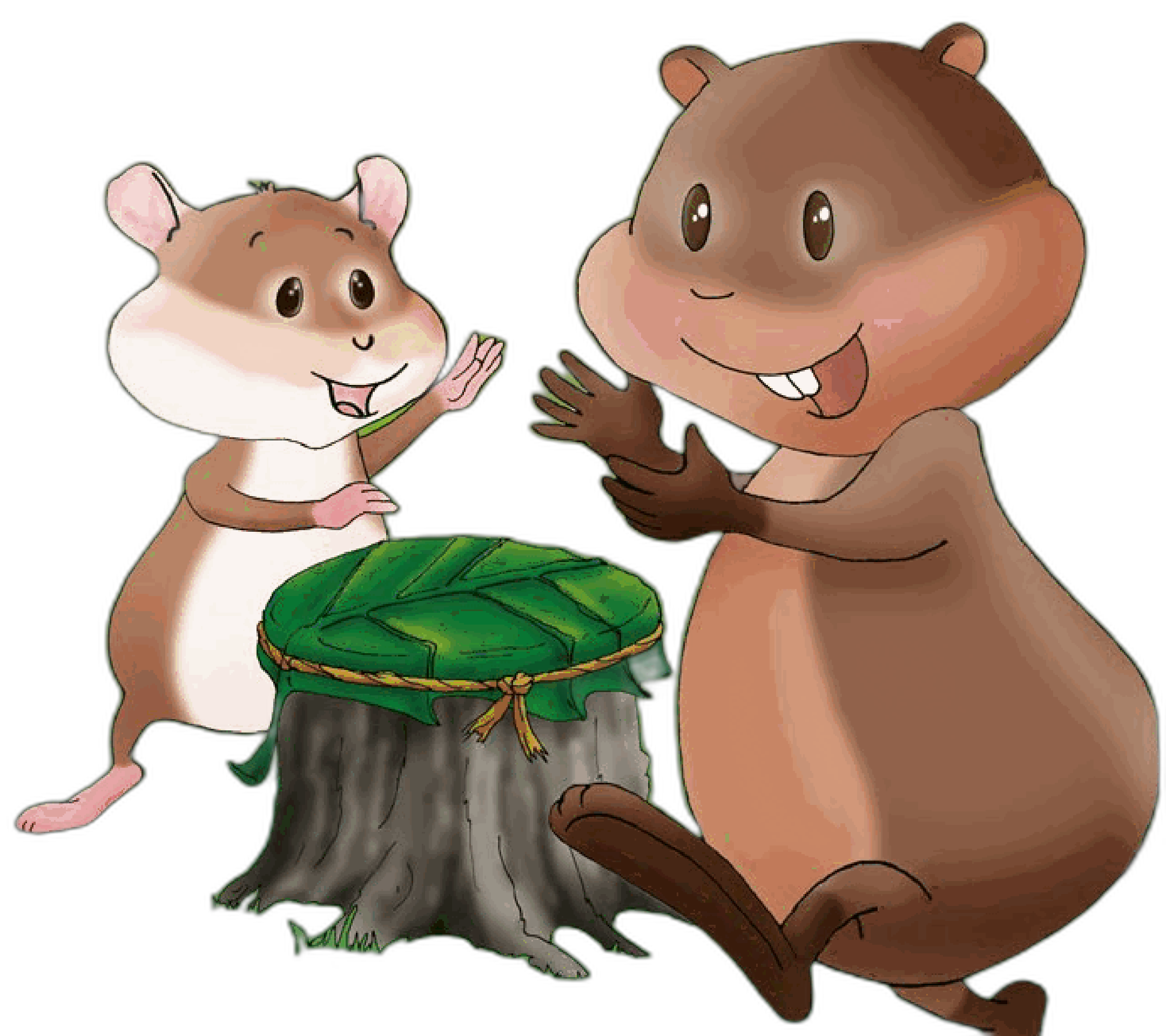 Max (Hamster) und Mia (Biber) spielen gemeinsam Trommel – die Maskottchen von Max & Mia erleben Musik